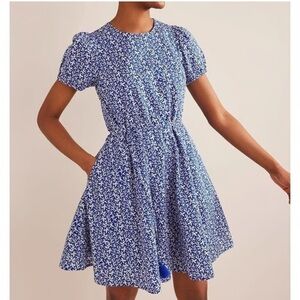 Boden Blue & White Print Full Skirted Mini Dress – Size 10R – NWT